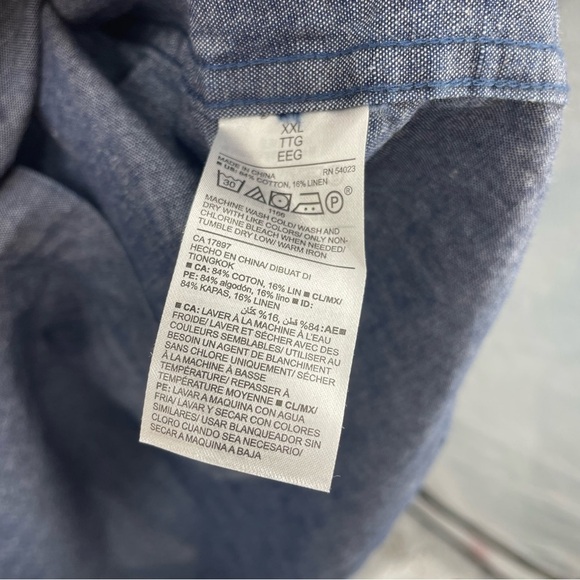 NWT Old Navy Slim Fit Long Sleeve Button Down Denim Style Shirt, Sz XXL chambray - Picture 7 of 9